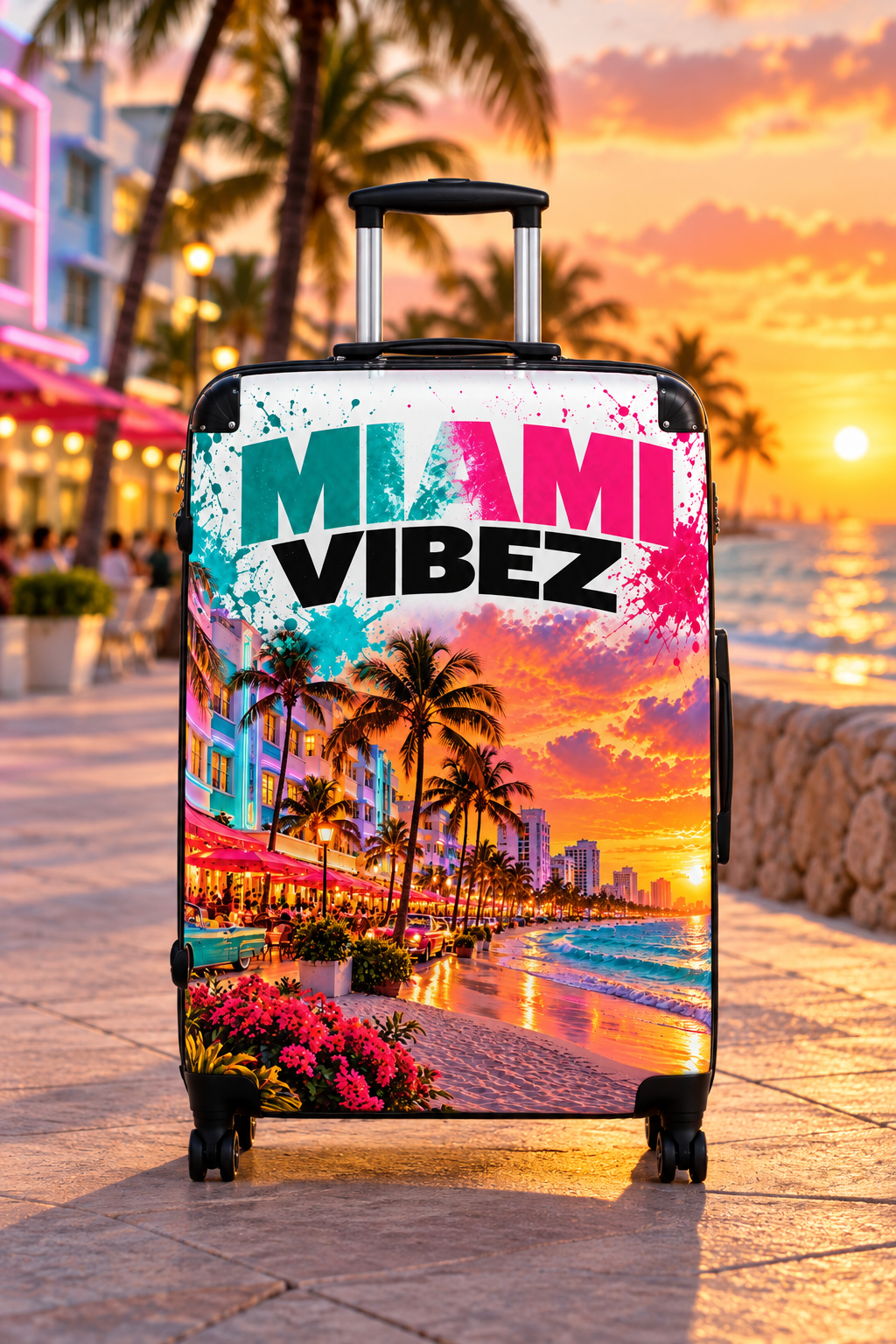 Miami Vibes Tropical Sunset Suitcase