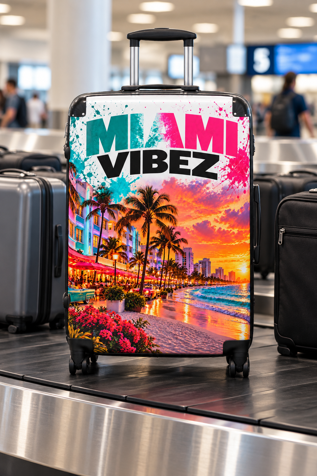 Miami Vibes Tropical Sunset Suitcase
