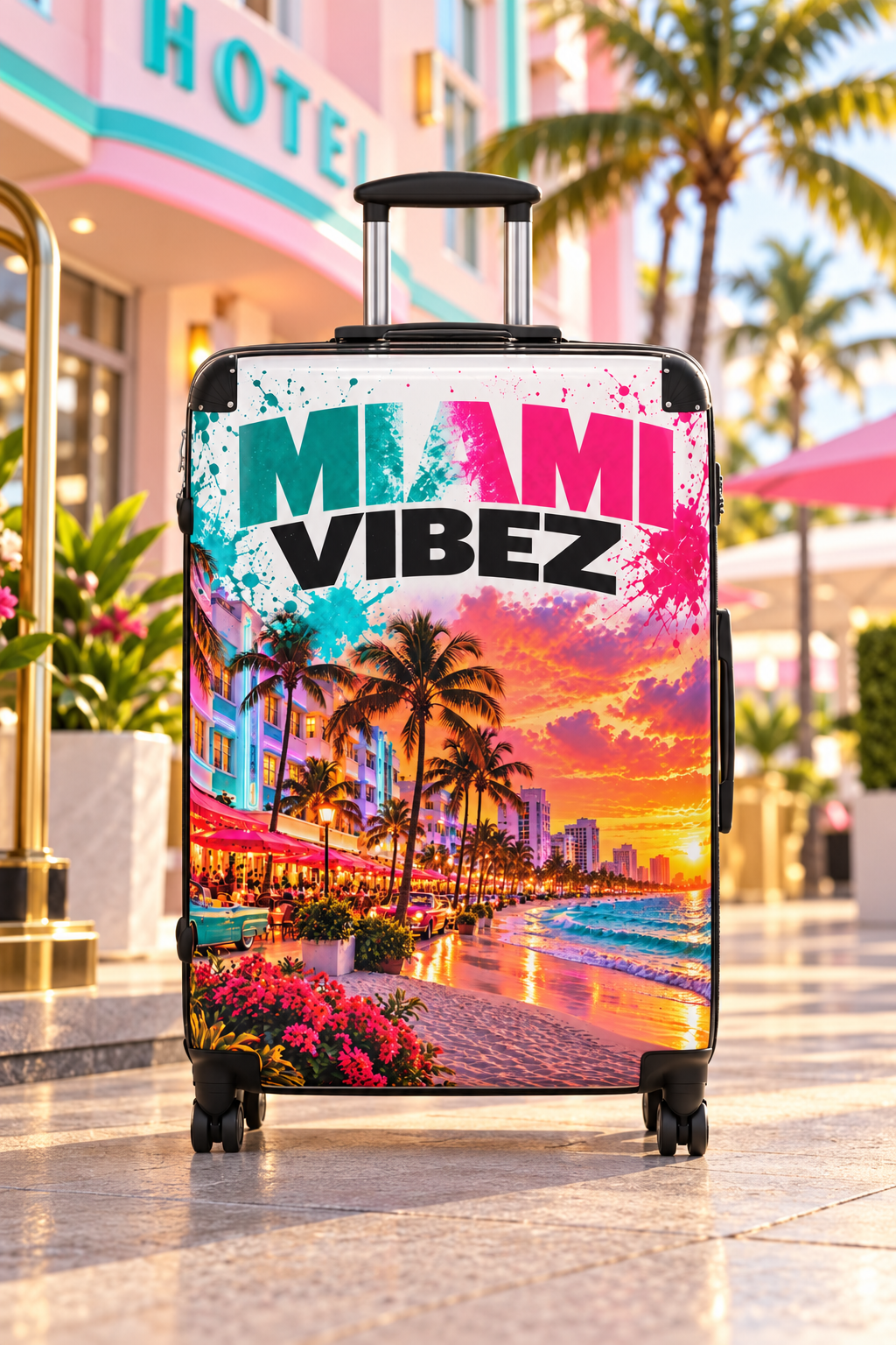 Miami Vibes Tropical Sunset Suitcase