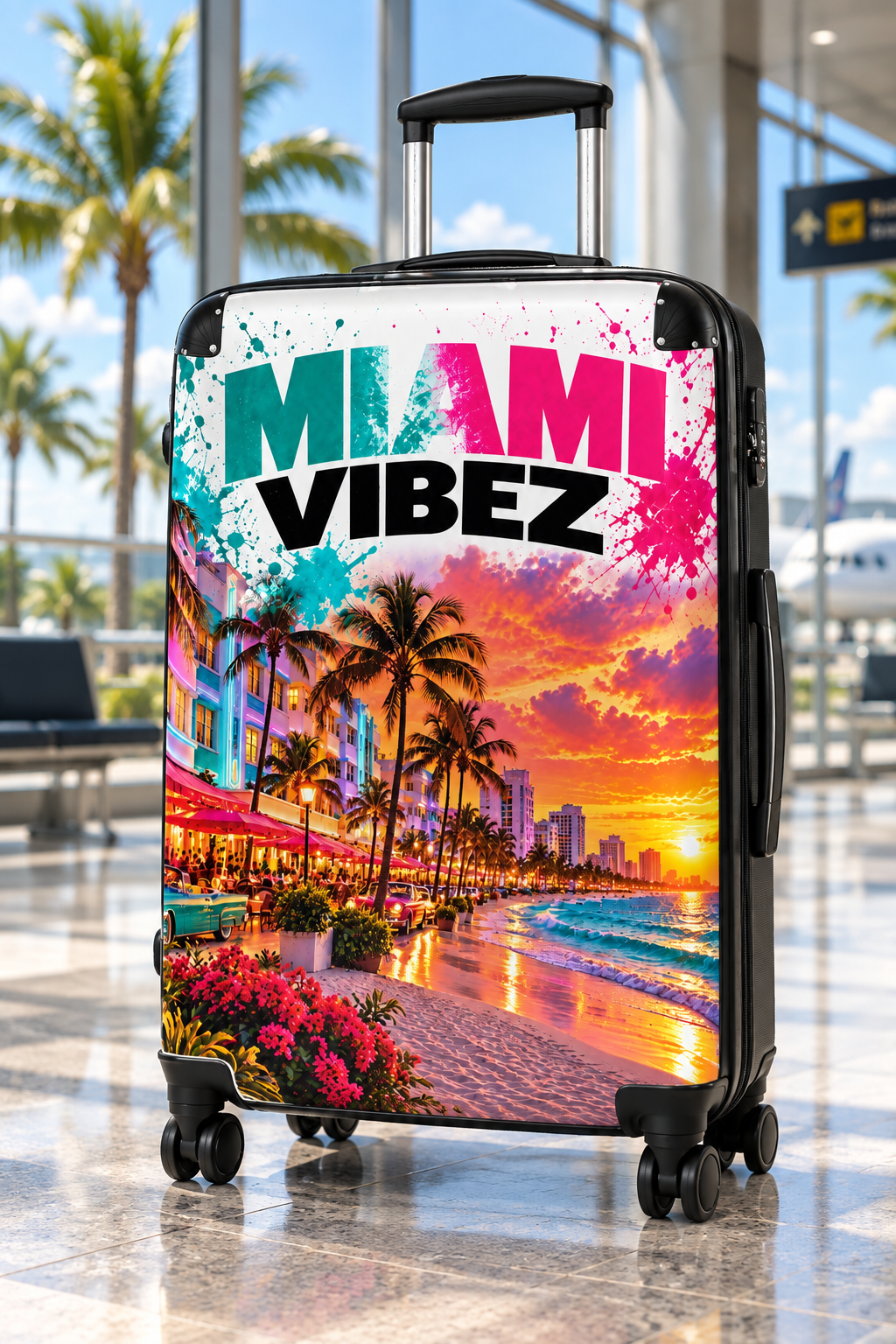 Miami Vibes Tropical Sunset Suitcase