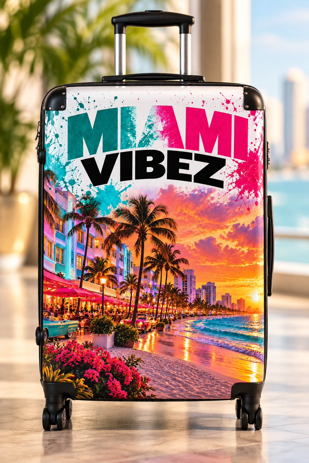 Miami Vibes Tropical Sunset Suitcase