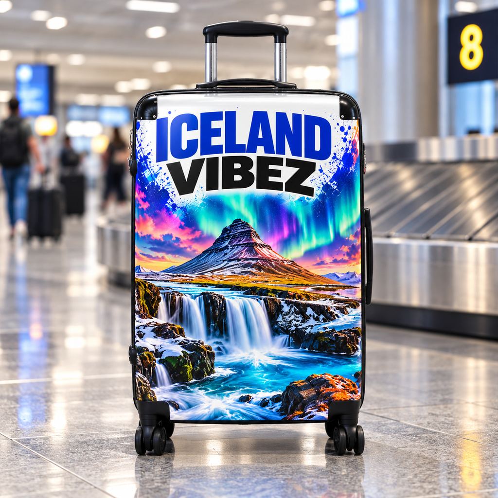 Iceland Vibez Suitcase | Northern Lights Waterfall Travel Luggage