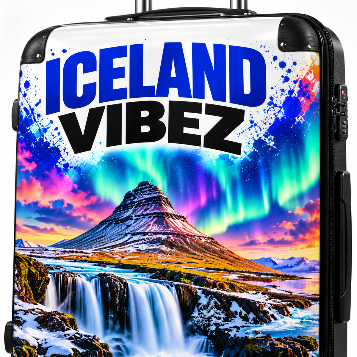 Iceland Vibez Suitcase | Northern Lights Waterfall Travel Luggage