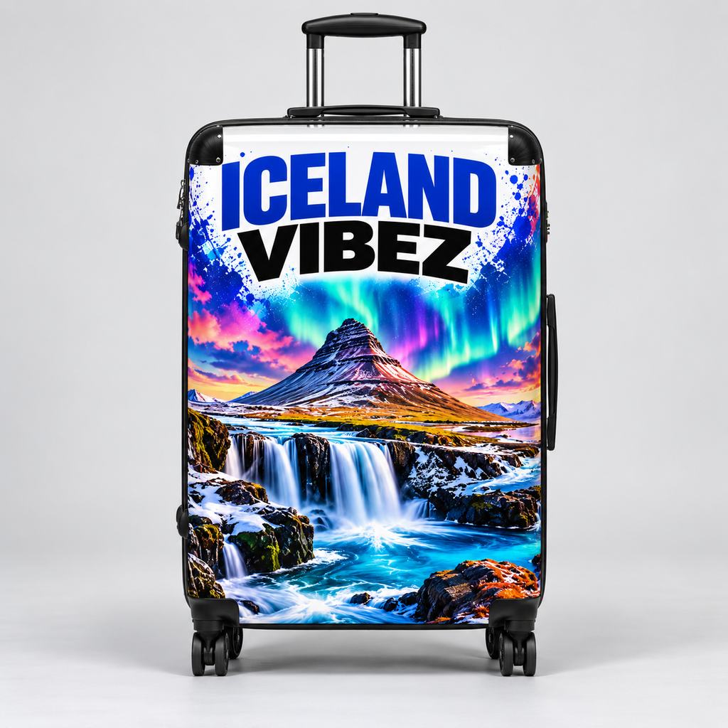 Iceland Vibez Suitcase | Northern Lights Waterfall Travel Luggage