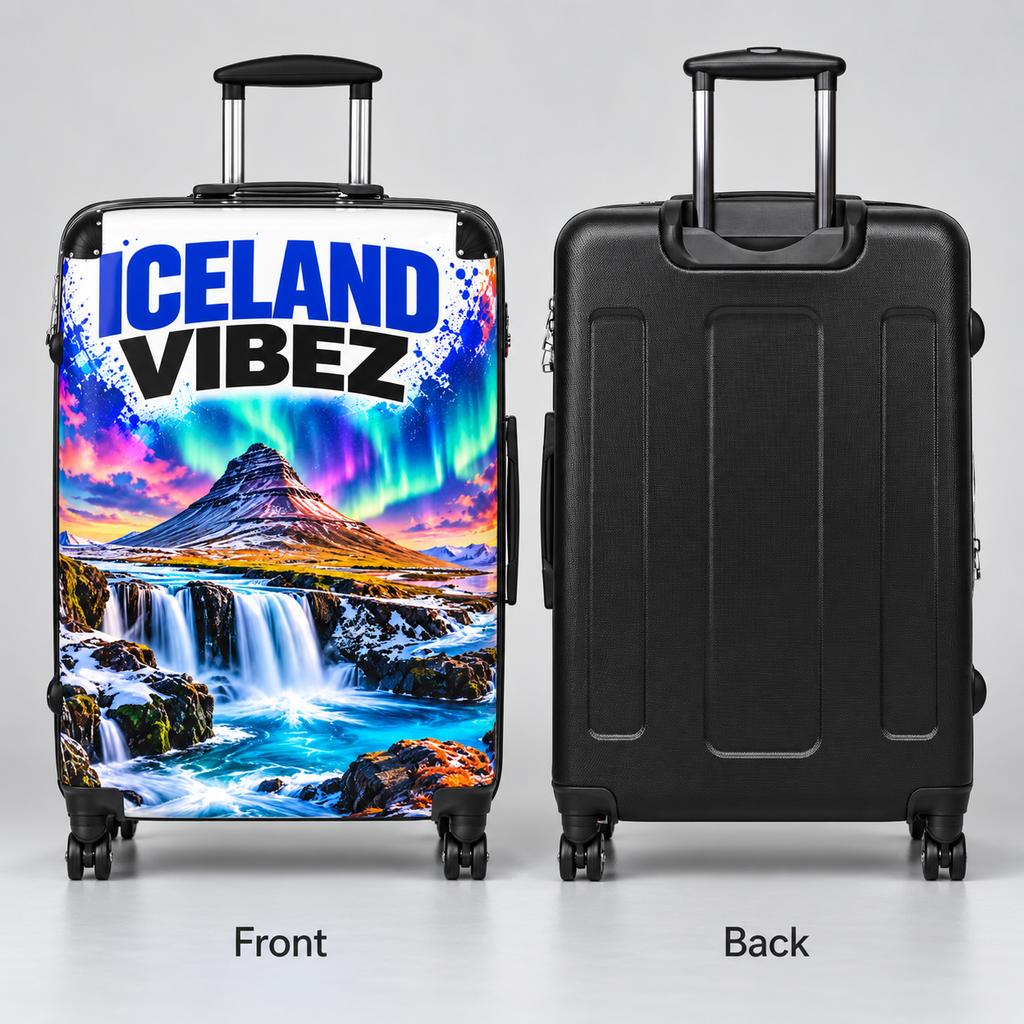 Iceland Vibez Suitcase | Northern Lights Waterfall Travel Luggage
