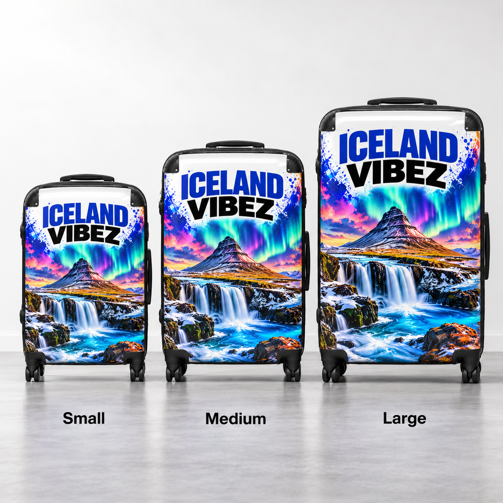 Iceland Vibez Suitcase | Northern Lights Waterfall Travel Luggage