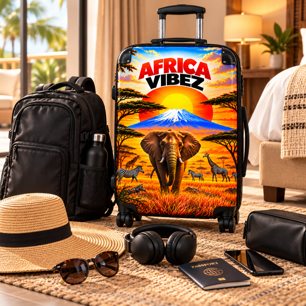 Africa Vibez Elephant Sunset Suitcase | Safari Luggage