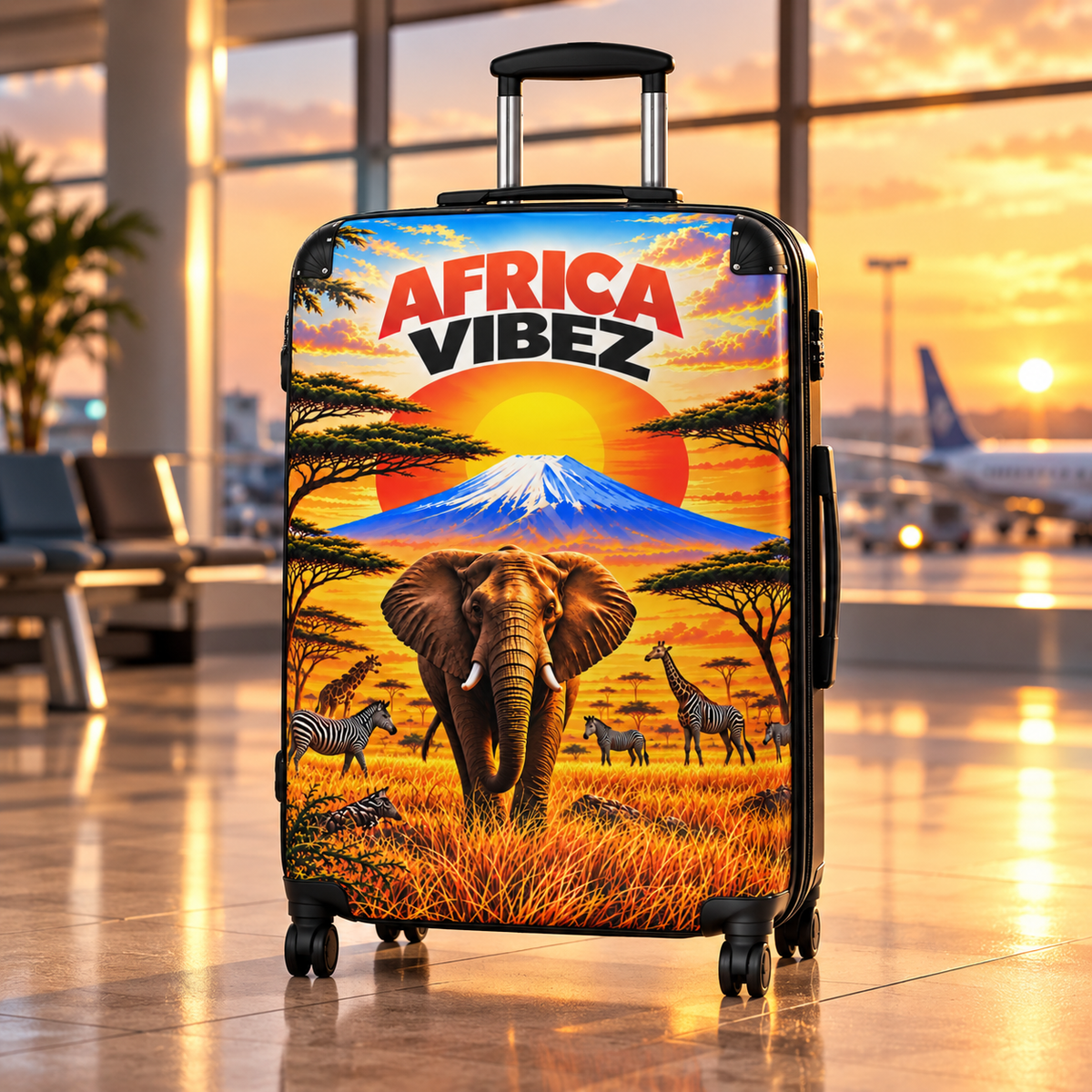 Africa Vibez Elephant Sunset Suitcase | Safari Luggage