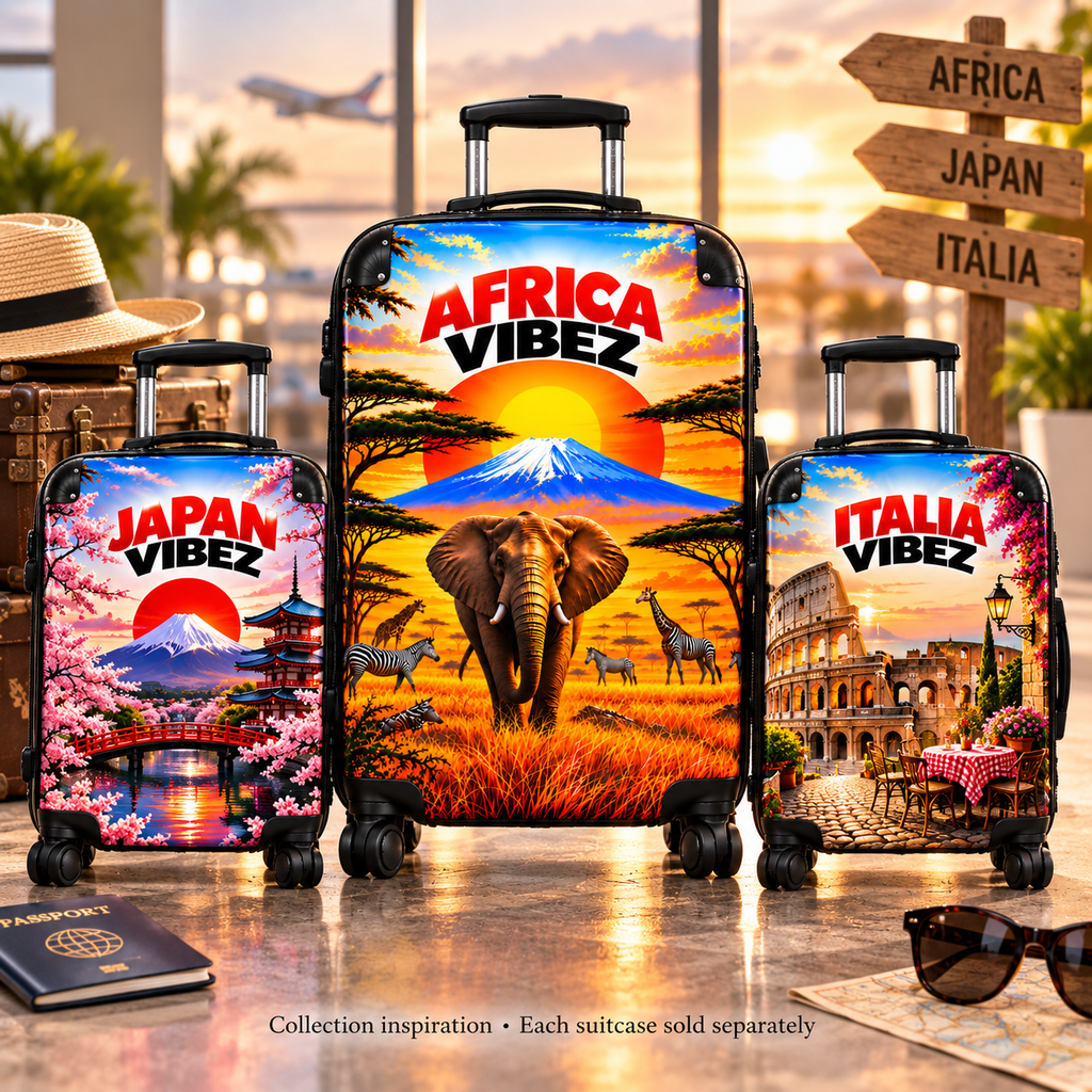 Africa Vibez Elephant Sunset Suitcase | Safari Luggage