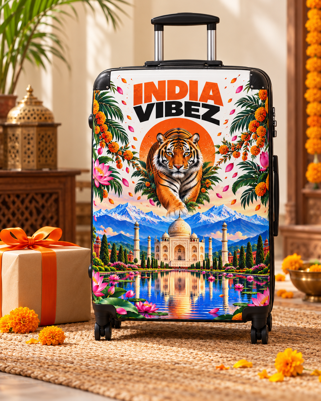 India Vibez Suitcase | Taj Mahal Tiger Travel Luggage