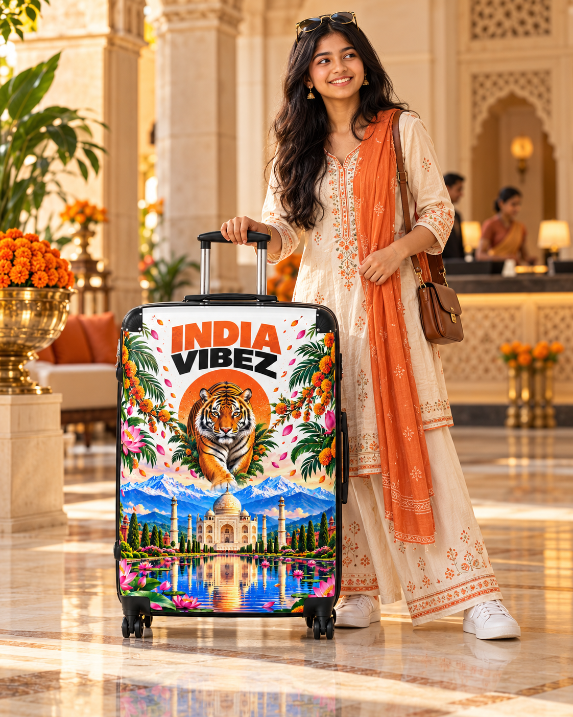 India Vibez Suitcase | Taj Mahal Tiger Travel Luggage