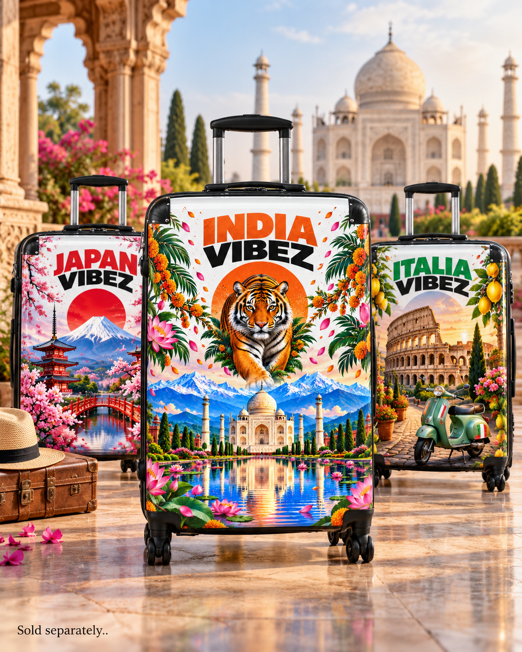 India Vibez Suitcase | Taj Mahal Tiger Travel Luggage