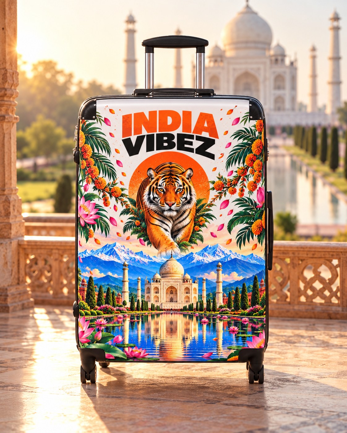 India Vibez Suitcase | Taj Mahal Tiger Travel Luggage