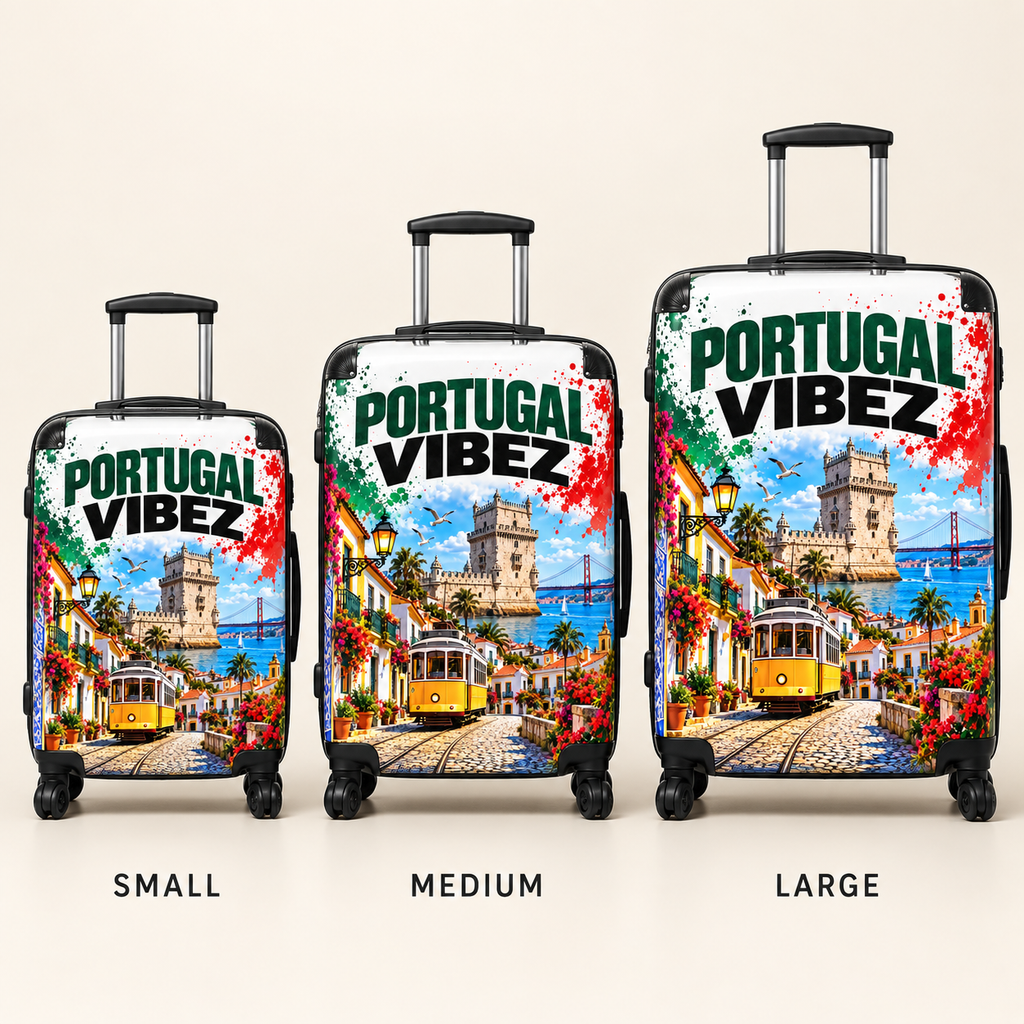 Portugal Vibez Suitcase | Lisbon Tram, Belem Tower Travel Luggage