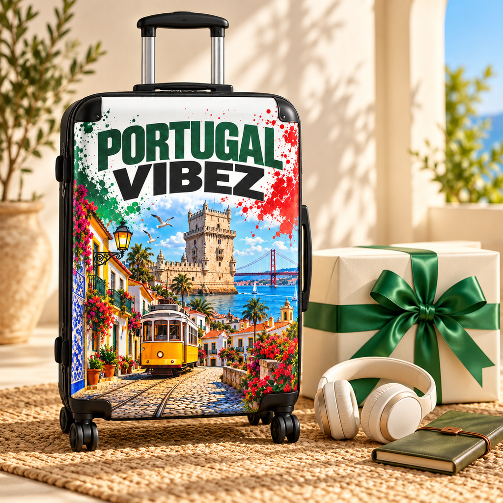 Portugal Vibez Suitcase | Lisbon Tram, Belem Tower Travel Luggage