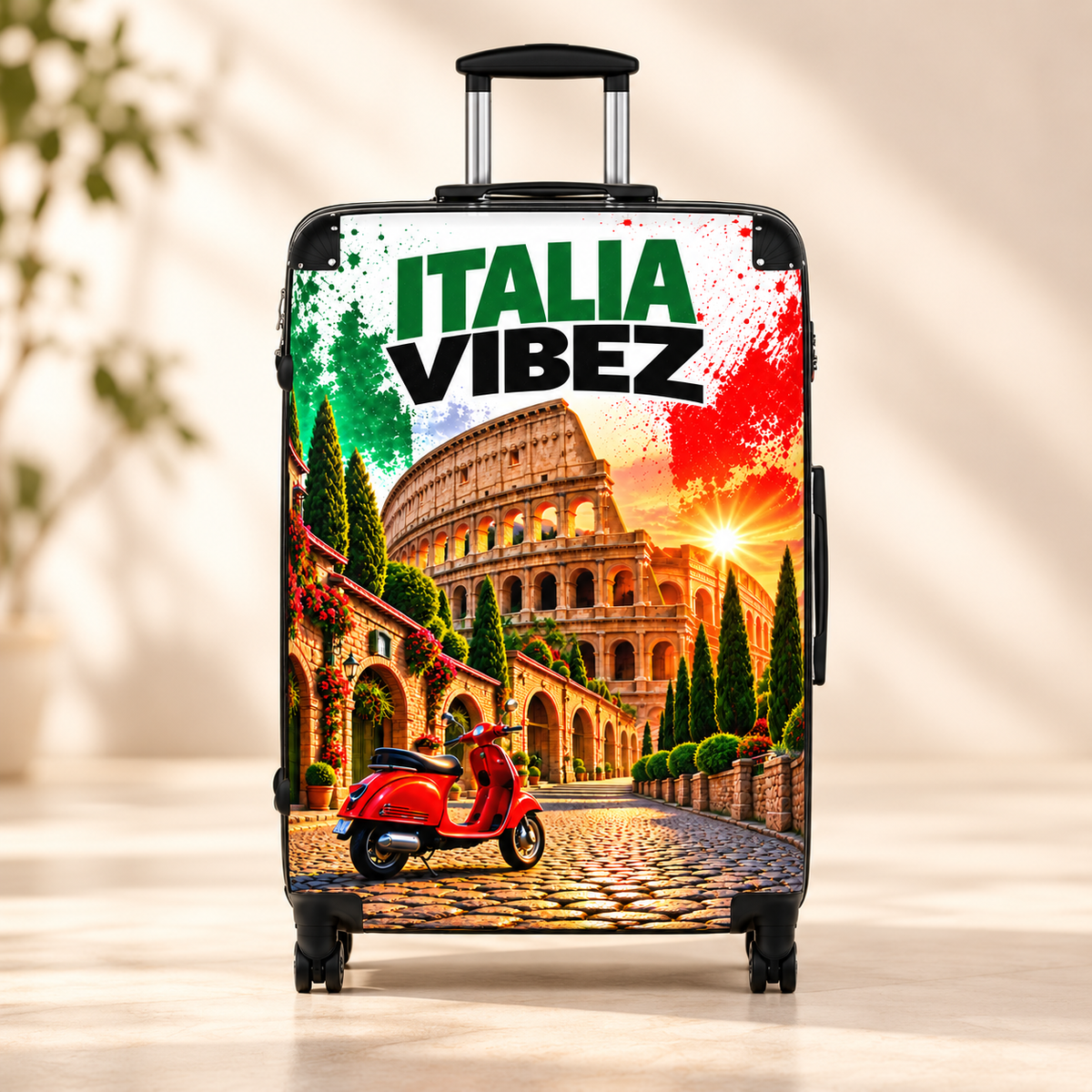 Italia Vibez Suitcase | Colosseum Scooter Italy Travel Luggage