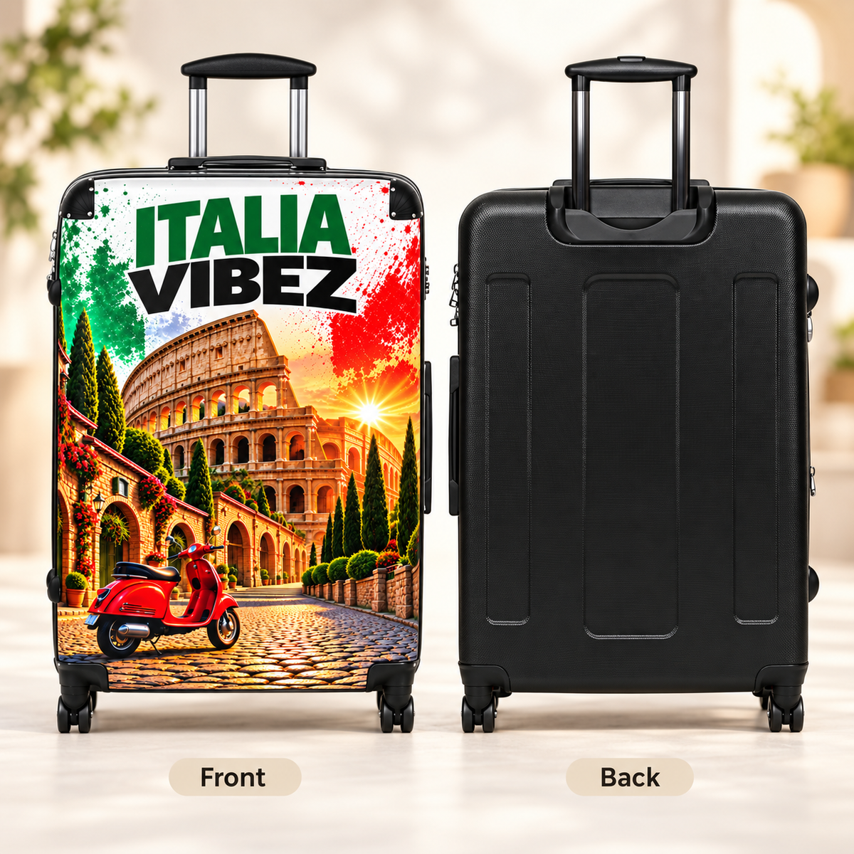 Italia Vibez Suitcase | Colosseum Scooter Italy Travel Luggage