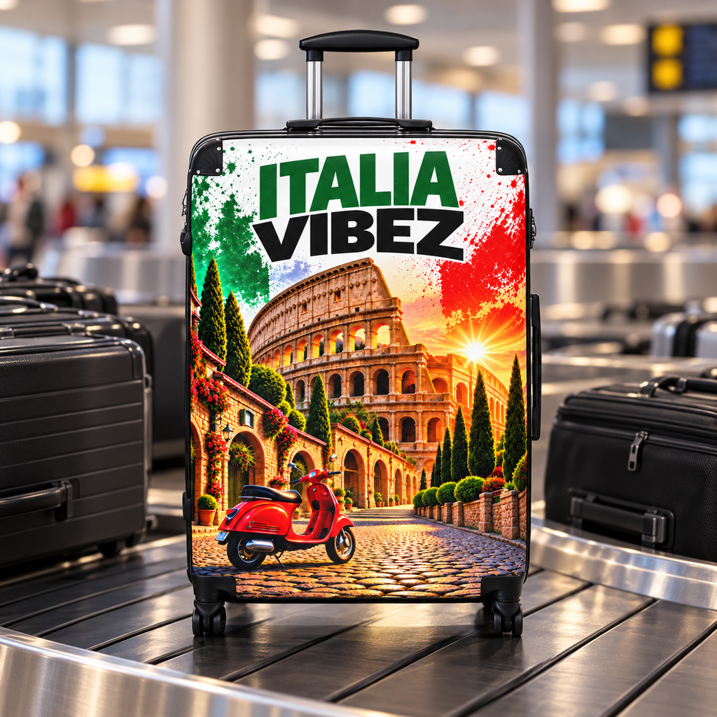 Italia Vibez Suitcase | Colosseum Scooter Italy Travel Luggage