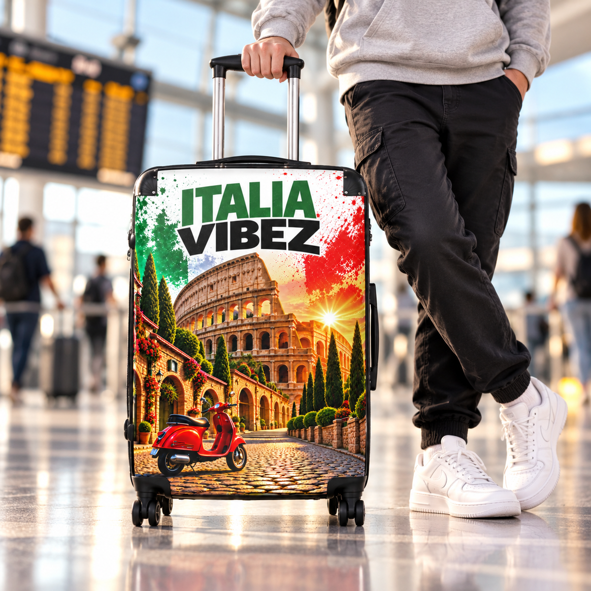 Italia Vibez Suitcase | Colosseum Scooter Italy Travel Luggage