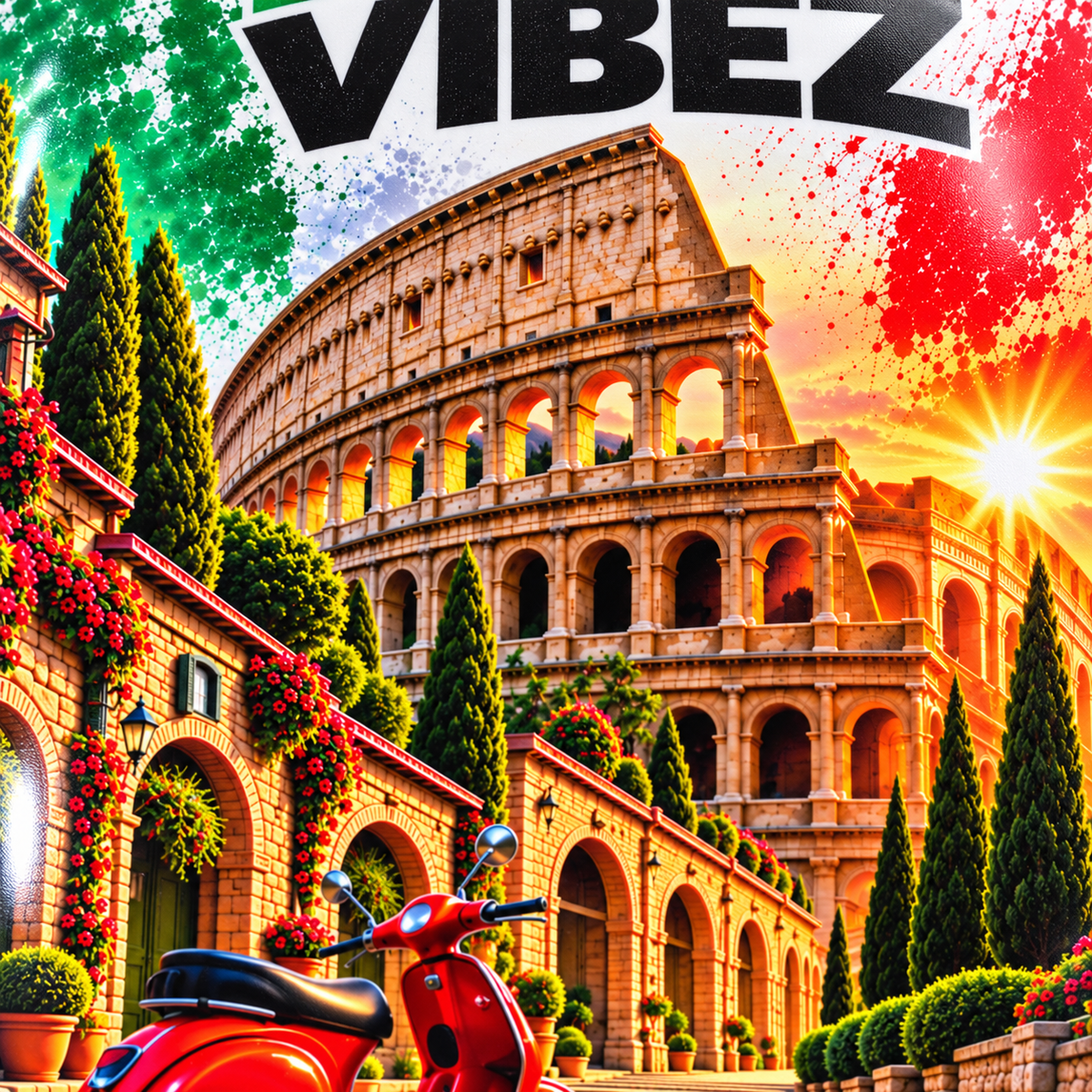 Italia Vibez Suitcase | Colosseum Scooter Italy Travel Luggage