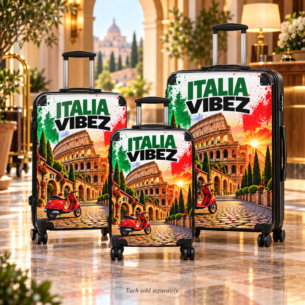 Italia Vibez Suitcase | Colosseum Scooter Italy Travel Luggage