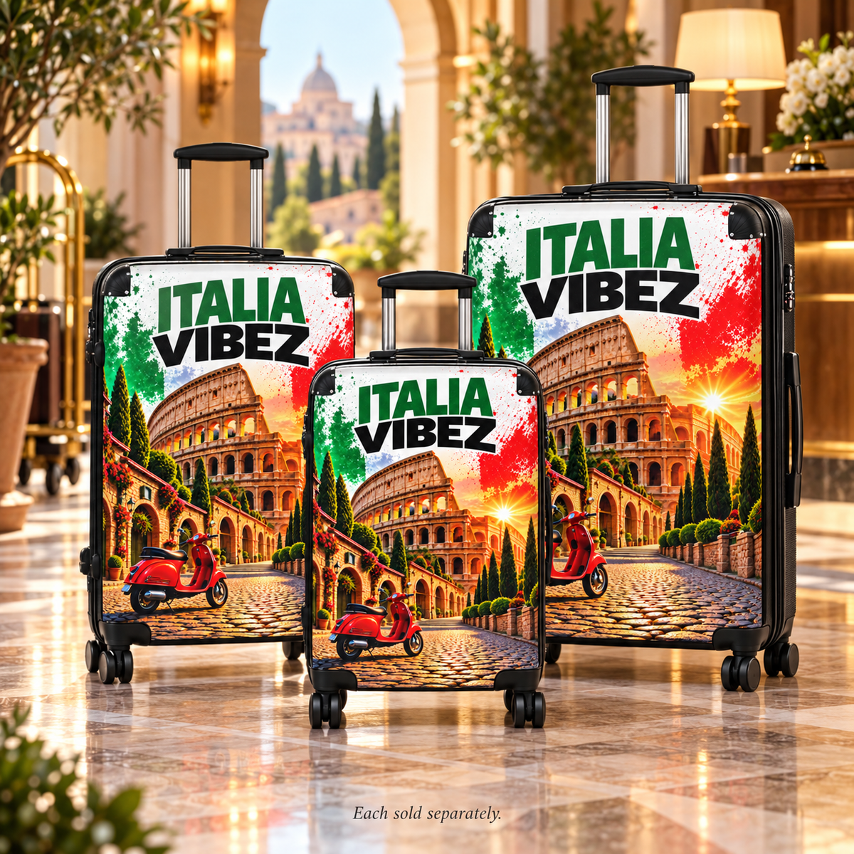 Italia Vibez Suitcase | Colosseum Scooter Italy Travel Luggage