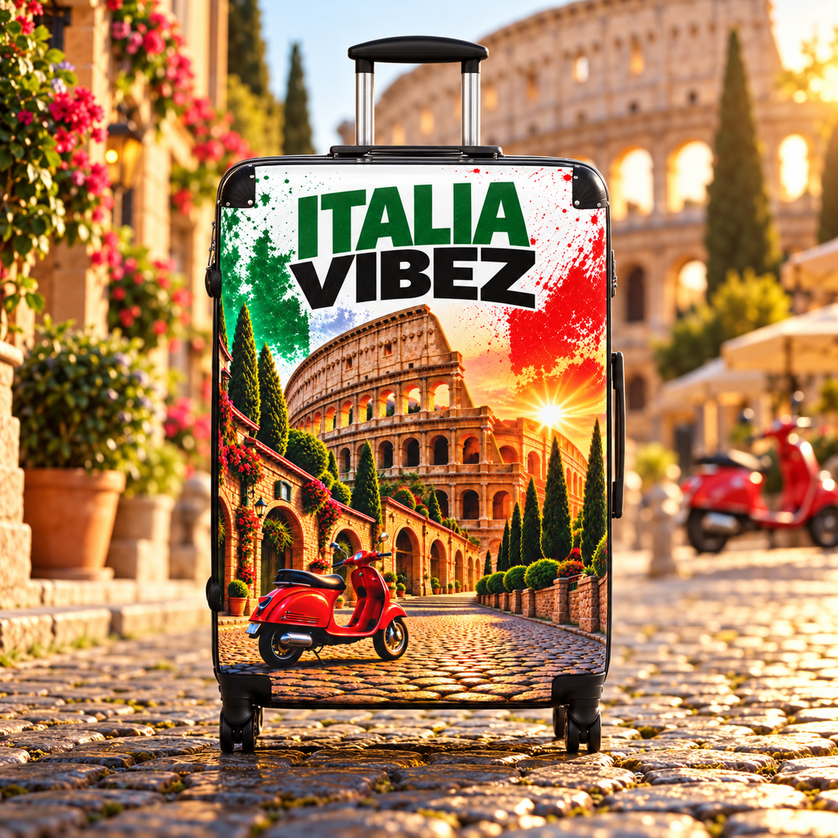 Italia Vibez Suitcase | Colosseum Scooter Italy Travel Luggage