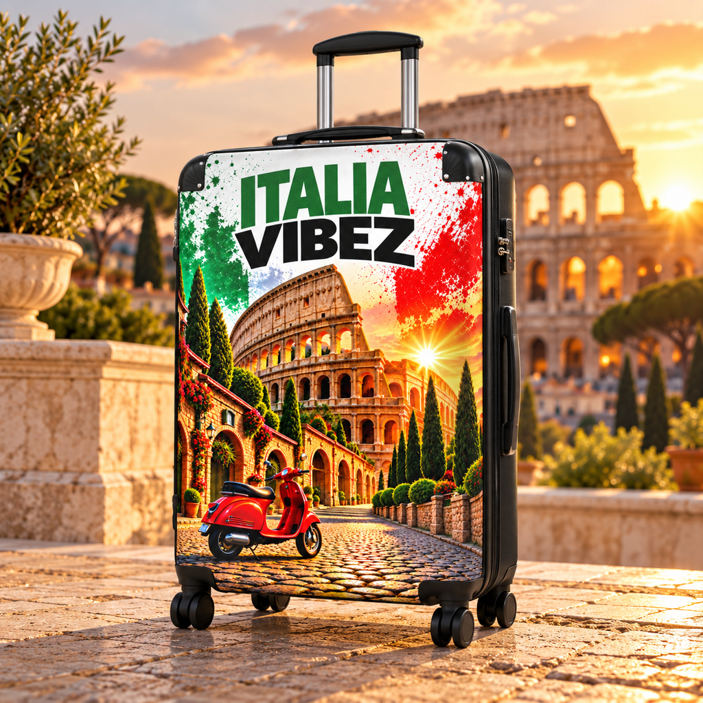 Italia Vibez Suitcase | Colosseum Scooter Italy Travel Luggage