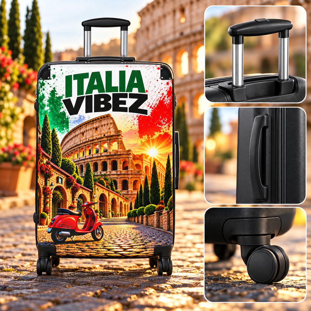 Italia Vibez Suitcase | Colosseum Scooter Italy Travel Luggage
