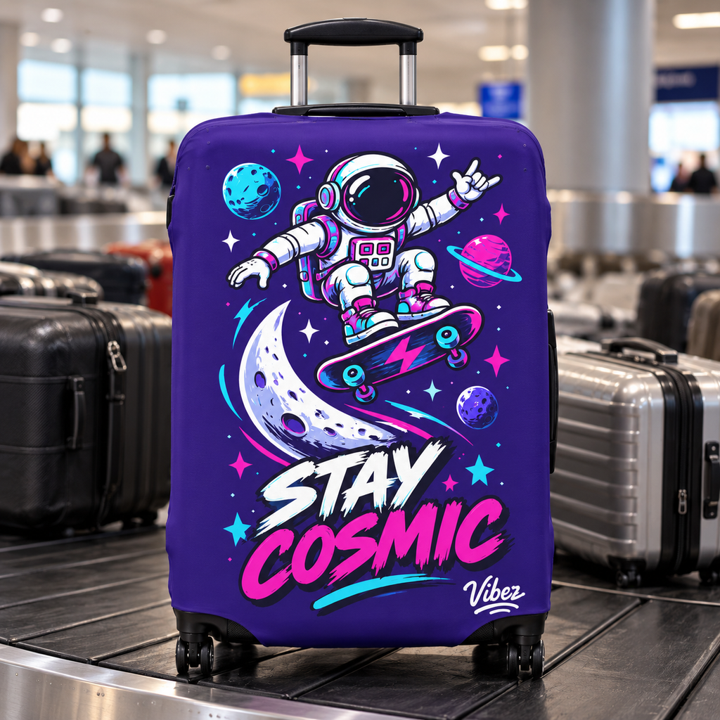 Stay Cosmic Astronaut Skateboard Luggage Cover | Space Moon Planets