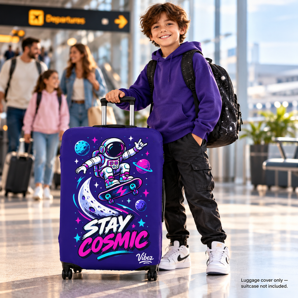 Stay Cosmic Astronaut Skateboard Luggage Cover | Space Moon Planets