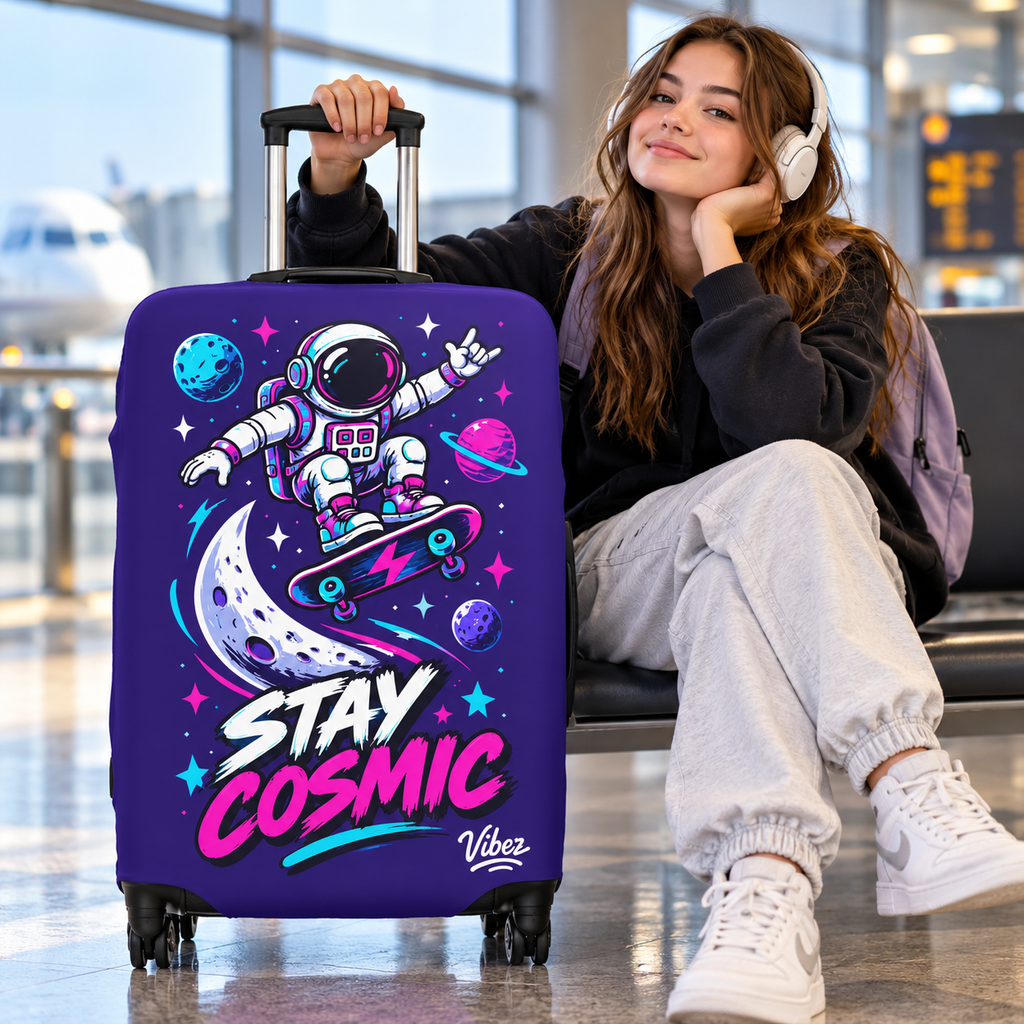 Stay Cosmic Astronaut Skateboard Luggage Cover | Space Moon Planets