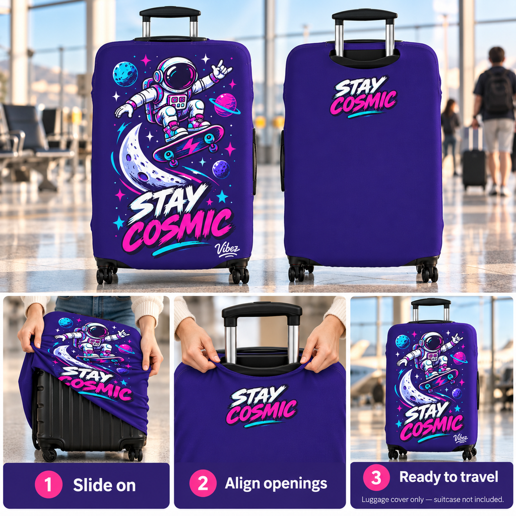 Stay Cosmic Astronaut Skateboard Luggage Cover | Space Moon Planets