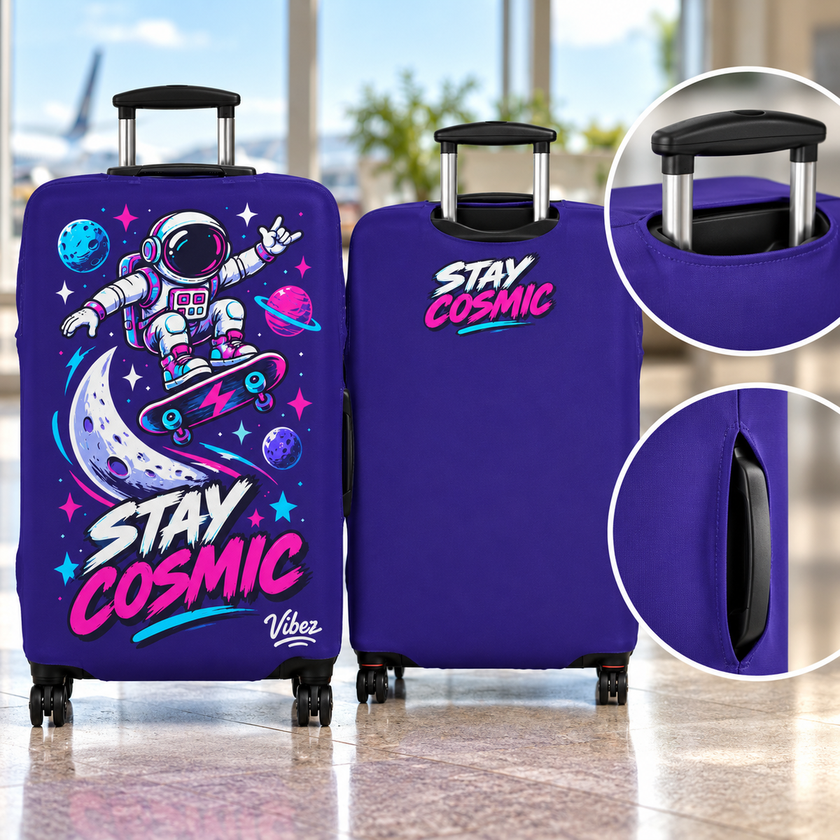 Stay Cosmic Astronaut Skateboard Luggage Cover | Space Moon Planets