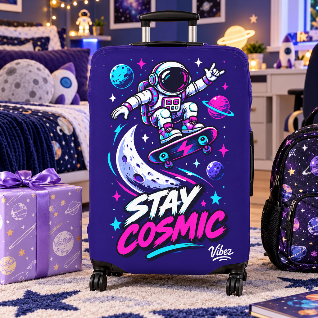 Stay Cosmic Astronaut Skateboard Luggage Cover | Space Moon Planets