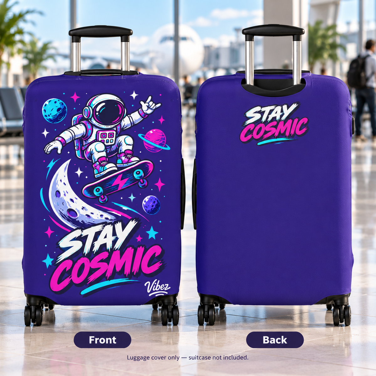 Stay Cosmic Astronaut Skateboard Luggage Cover | Space Moon Planets