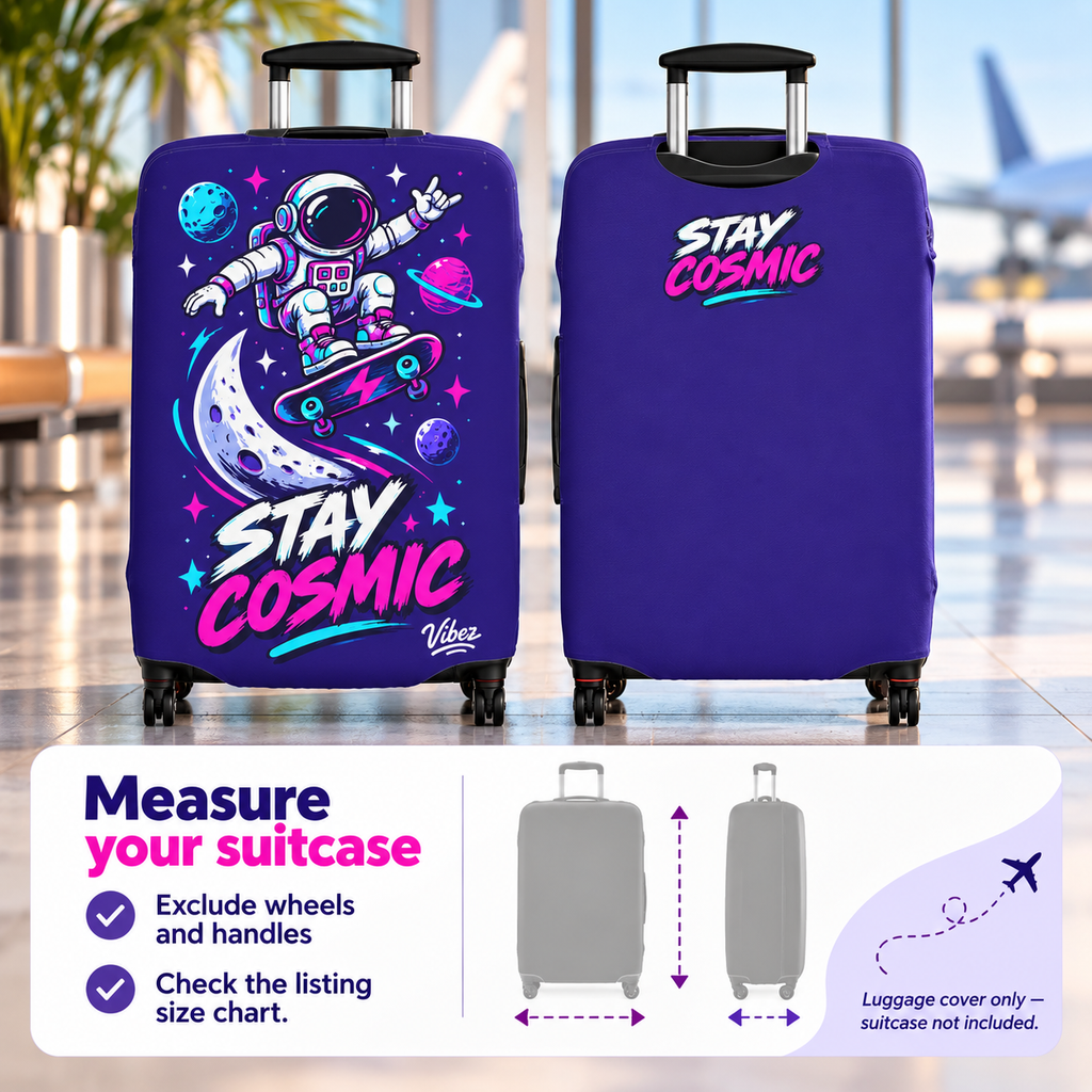Stay Cosmic Astronaut Skateboard Luggage Cover | Space Moon Planets