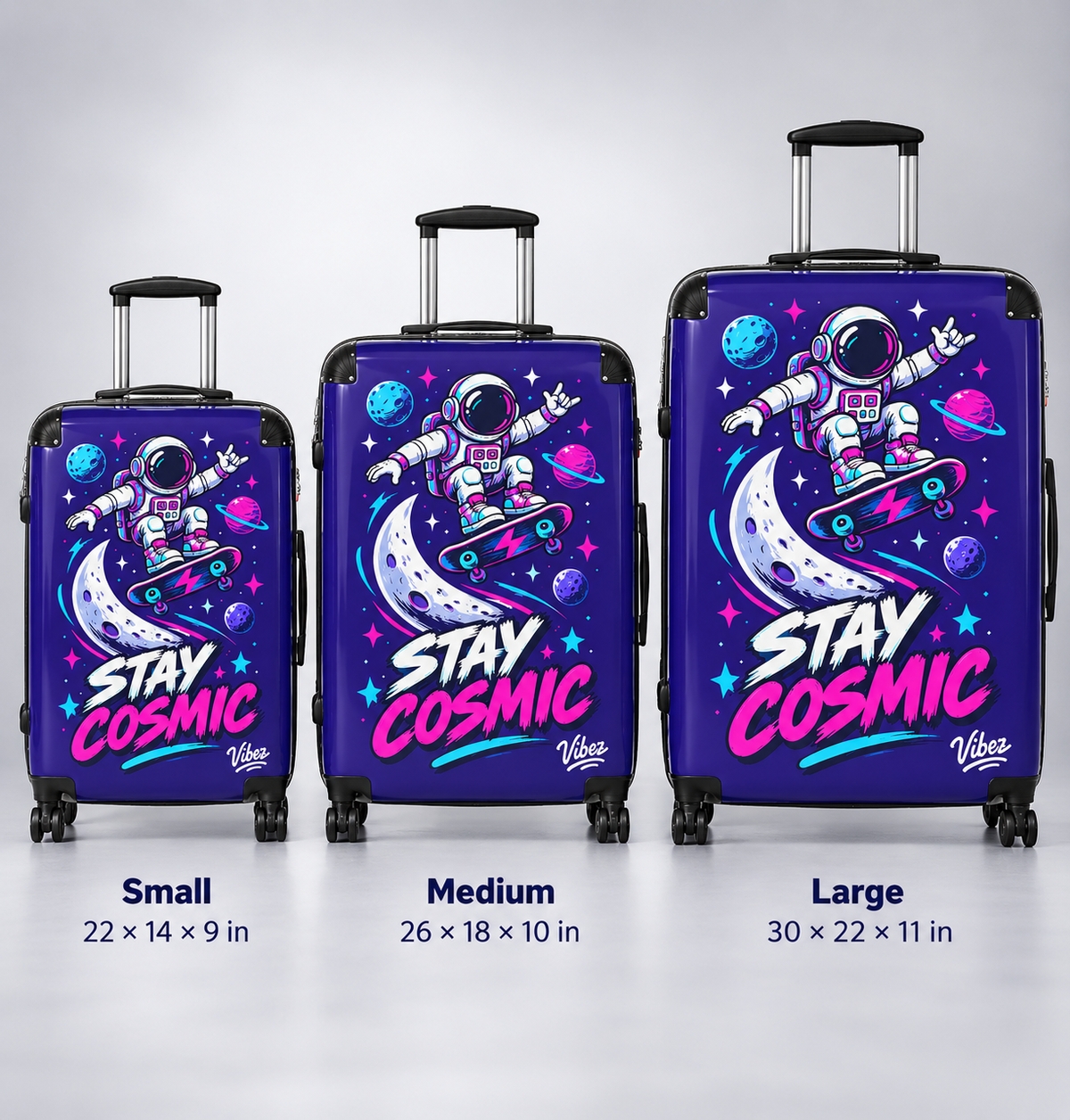 Stay Cosmic Astronaut Skateboard Suitcase | Space Travel Luggage