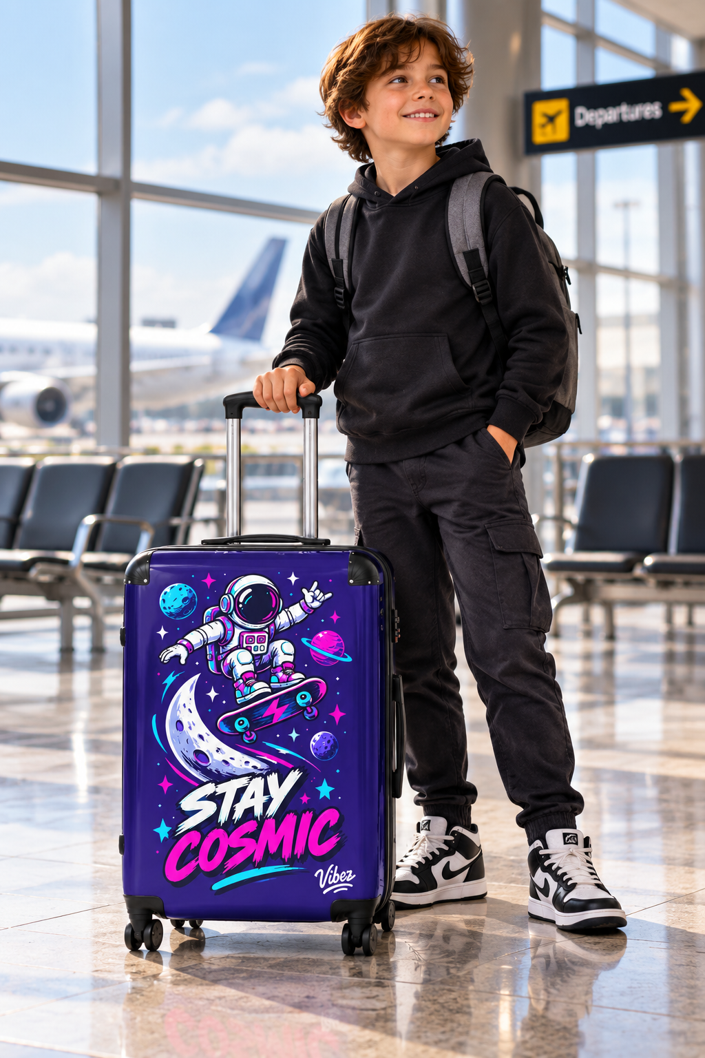 Stay Cosmic Astronaut Skateboard Suitcase | Space Travel Luggage