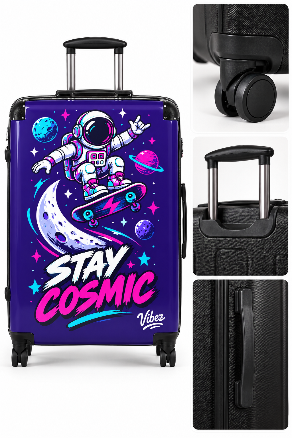 Stay Cosmic Astronaut Skateboard Suitcase | Space Travel Luggage