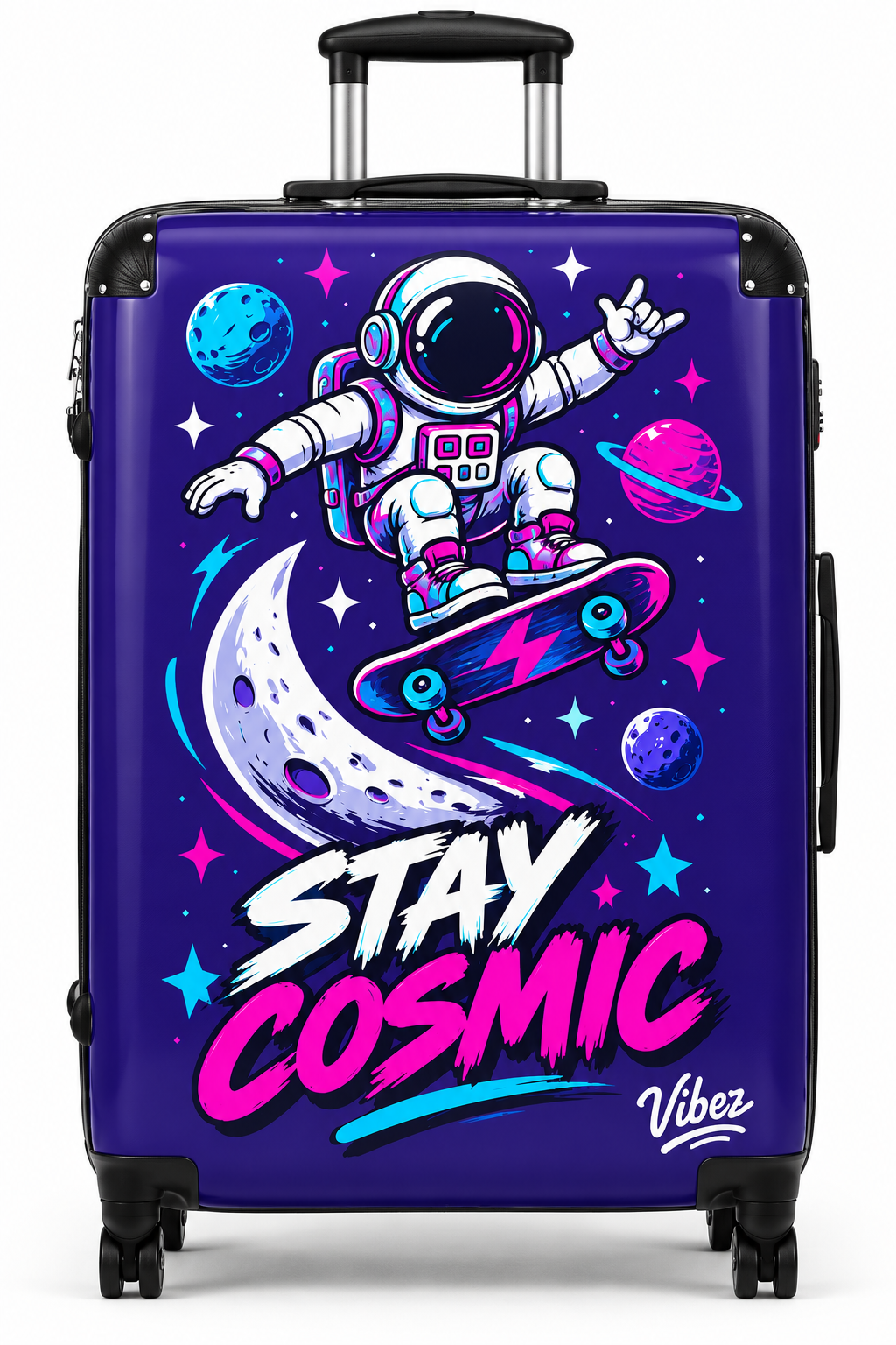 Stay Cosmic Astronaut Skateboard Suitcase | Space Travel Luggage
