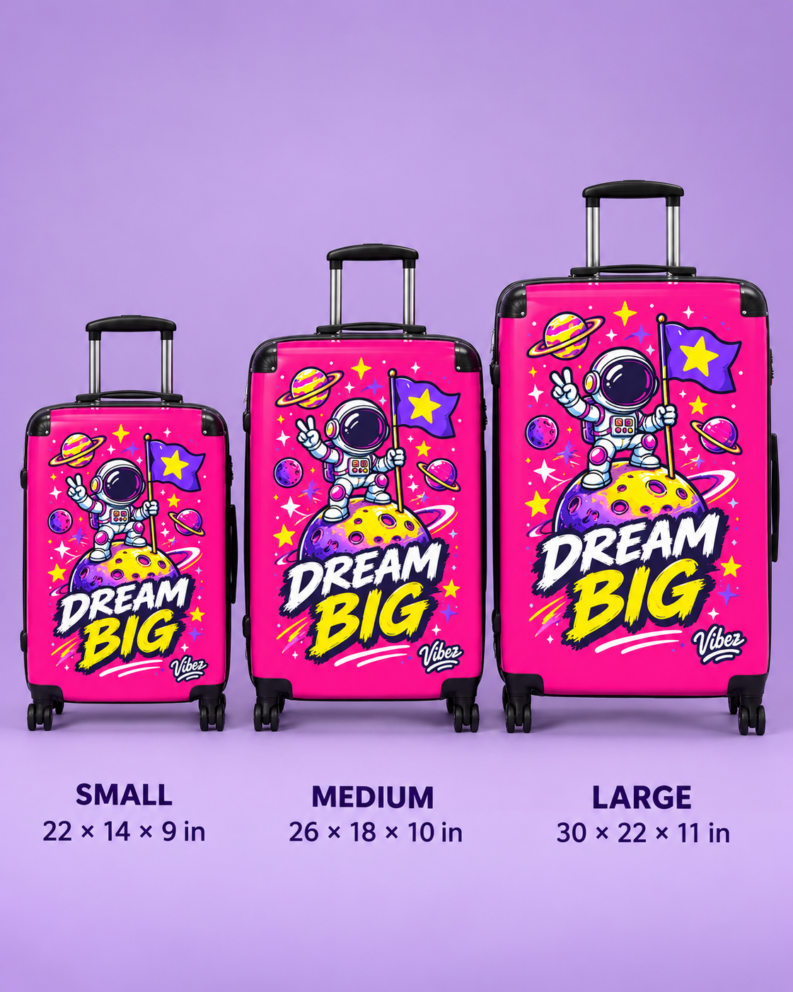 Dream Big Astronaut Suitcase | Kids Space Luggage, Pink Rocket Planet Design