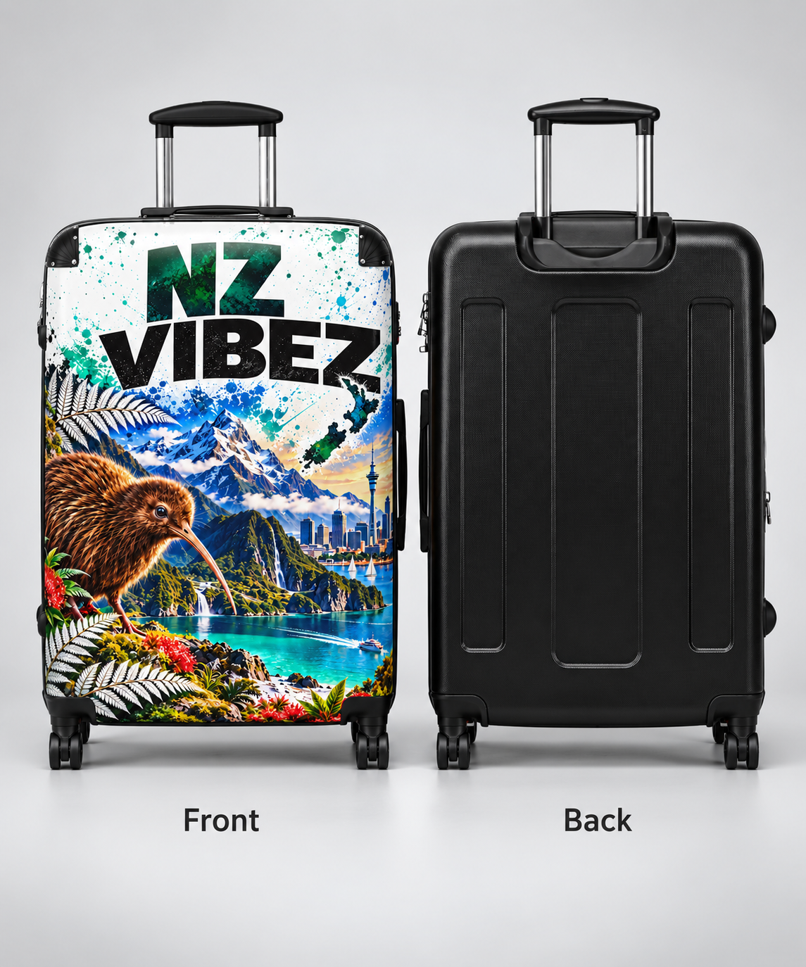 NZ Vibez Suitcase | Kiwi, Mountains & Cityscape Luggage Cover