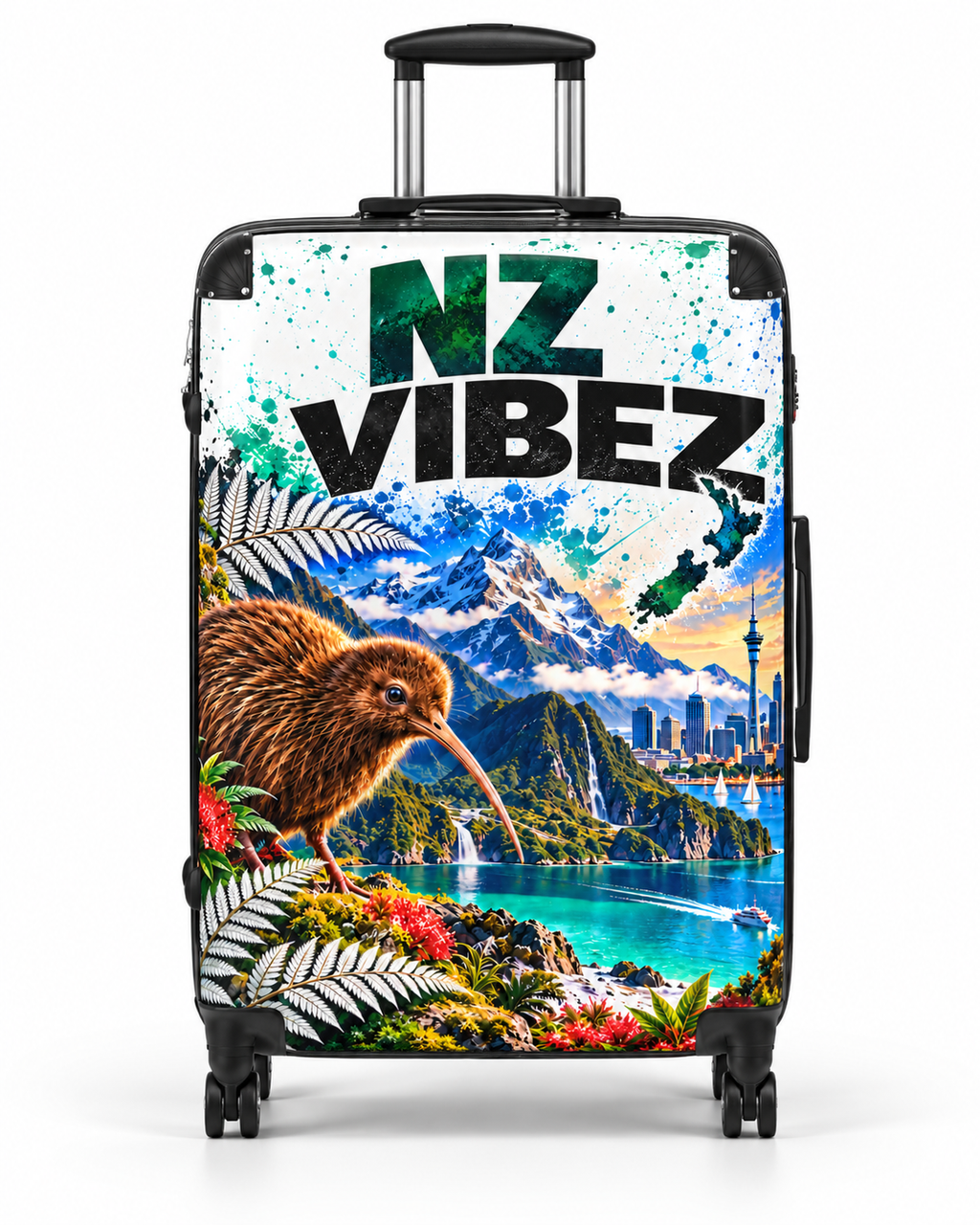 NZ Vibez Suitcase | Kiwi, Mountains & Cityscape Luggage Cover
