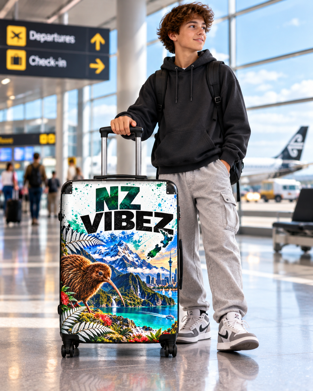NZ Vibez Suitcase | Kiwi, Mountains & Cityscape Luggage Cover