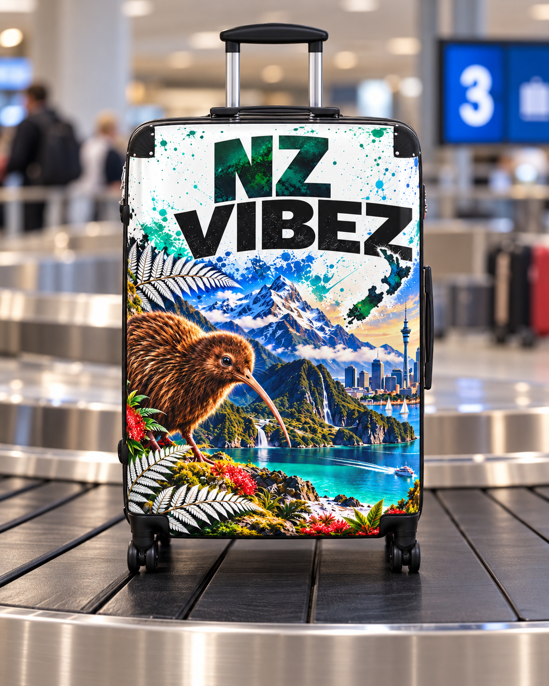 NZ Vibez Suitcase | Kiwi, Mountains & Cityscape Luggage Cover