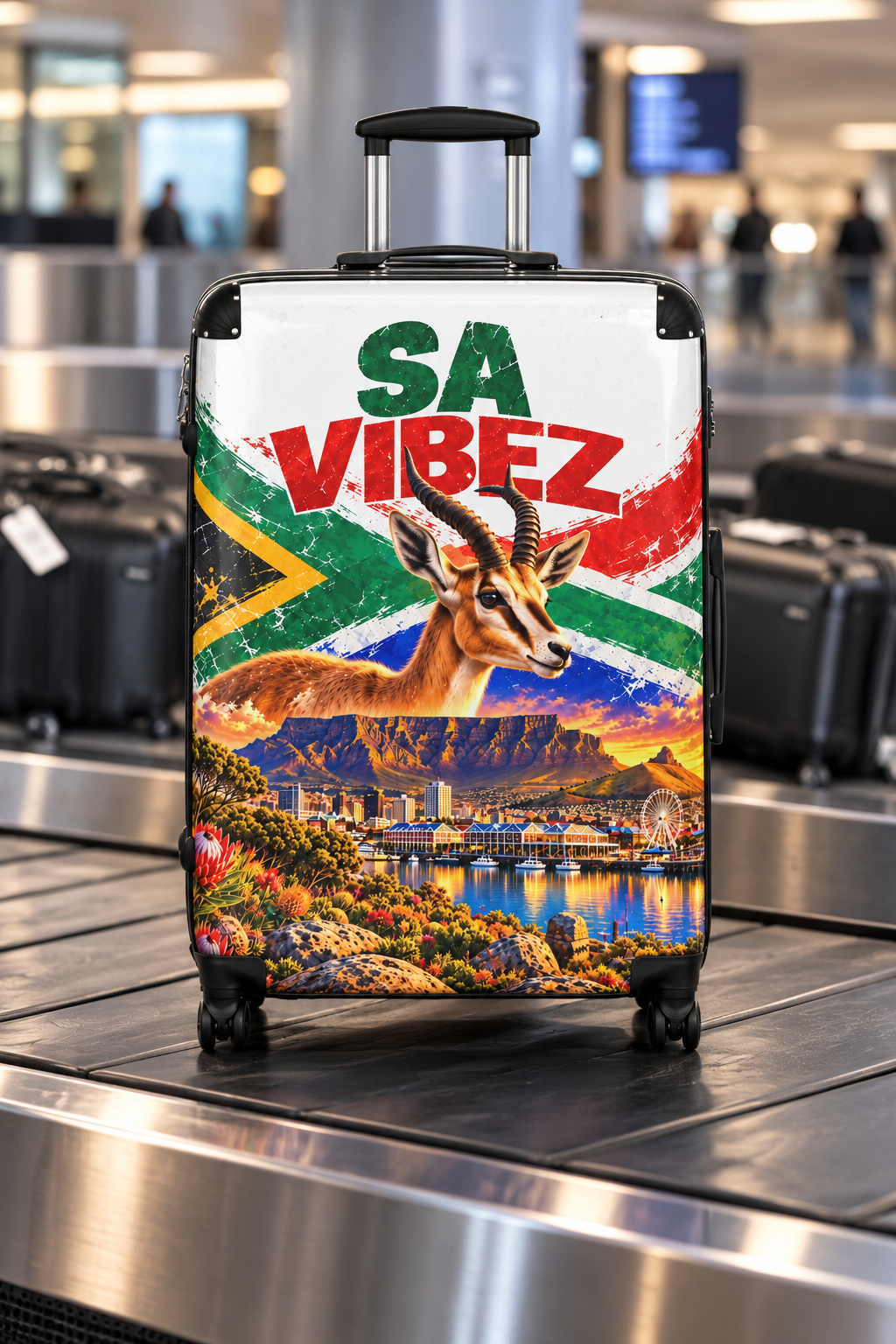 SA Vibez Suitcase | South African Flag, Springbok, Cape Town Landscape