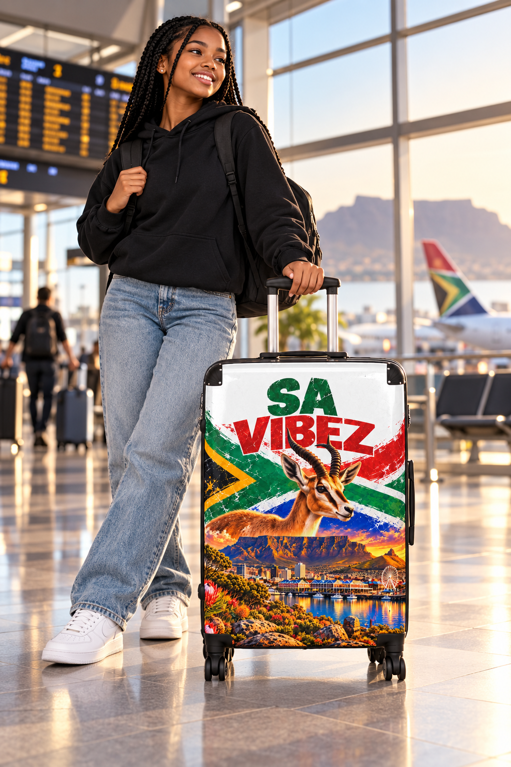 SA Vibez Suitcase | South African Flag, Springbok, Cape Town Landscape