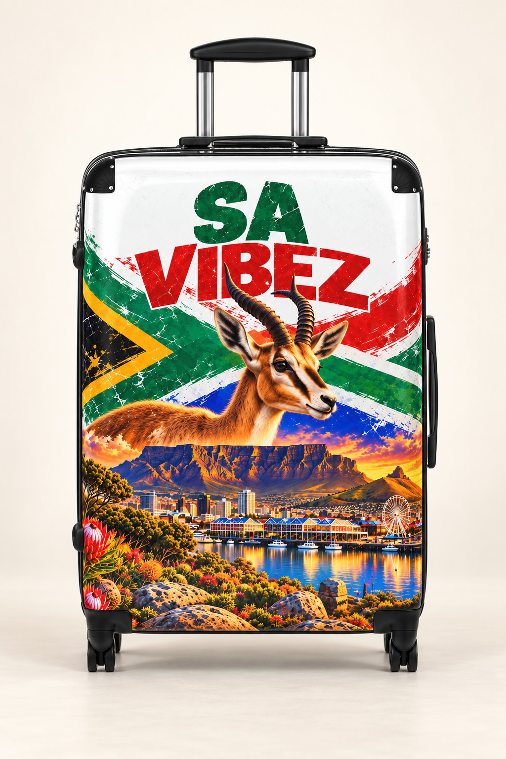 SA Vibez Suitcase | South African Flag, Springbok, Cape Town Landscape