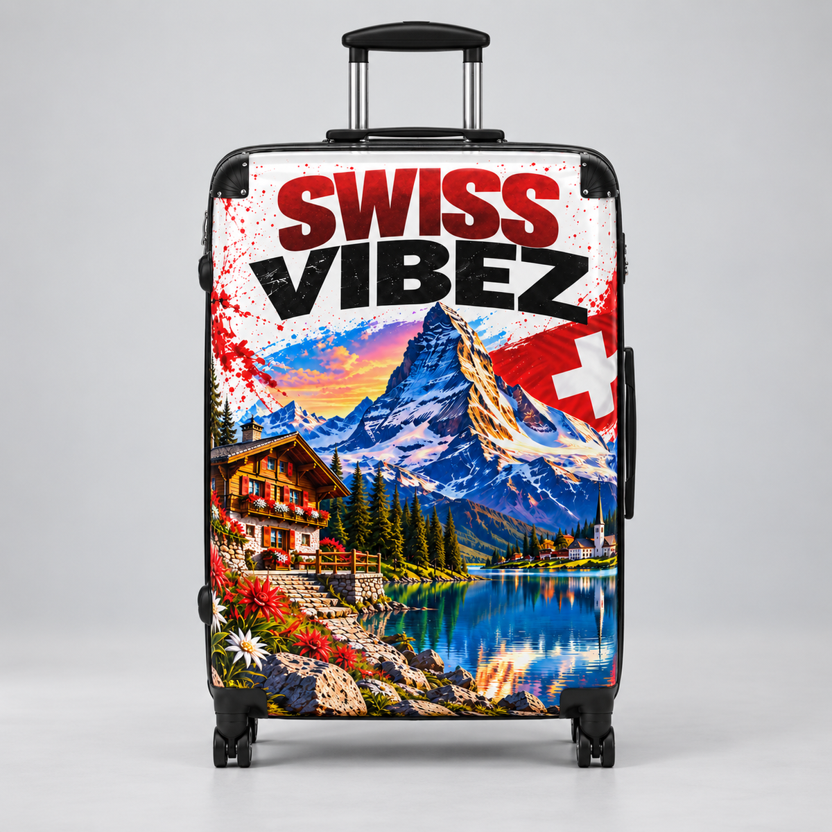 Swiss Vibez Suitcase | Mountain Chalet Scenic Luggage
